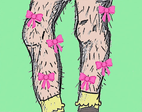 Image of hairy legs with pink ribbons from 